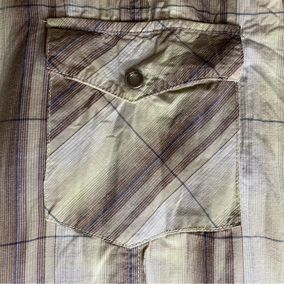 Vintage Wrangler Western Skully Vine Snap Button Shirt Men's 2XL Brown Tan Plaid - Picture 8 of 13